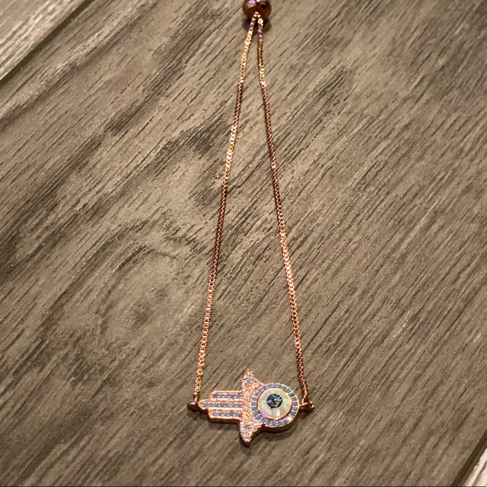 Rose gold hamsa eye bracelet